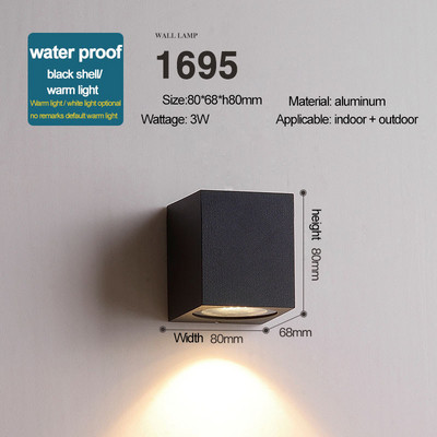 HIENA apvali kvadratinė lemputė Modernūs sieniniai šviestuvai sodo verandoje Ip65 vandeniui atsparus aukštyn žemyn apšvietimas lauko LED miegamojo lempos sieninis dekoras