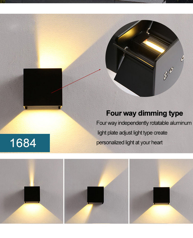 HIENA apvali kvadratinė lemputė Modernūs sieniniai šviestuvai sodo verandoje Ip65 vandeniui atsparus aukštyn žemyn apšvietimas lauko LED miegamojo lempos sieninis dekoras