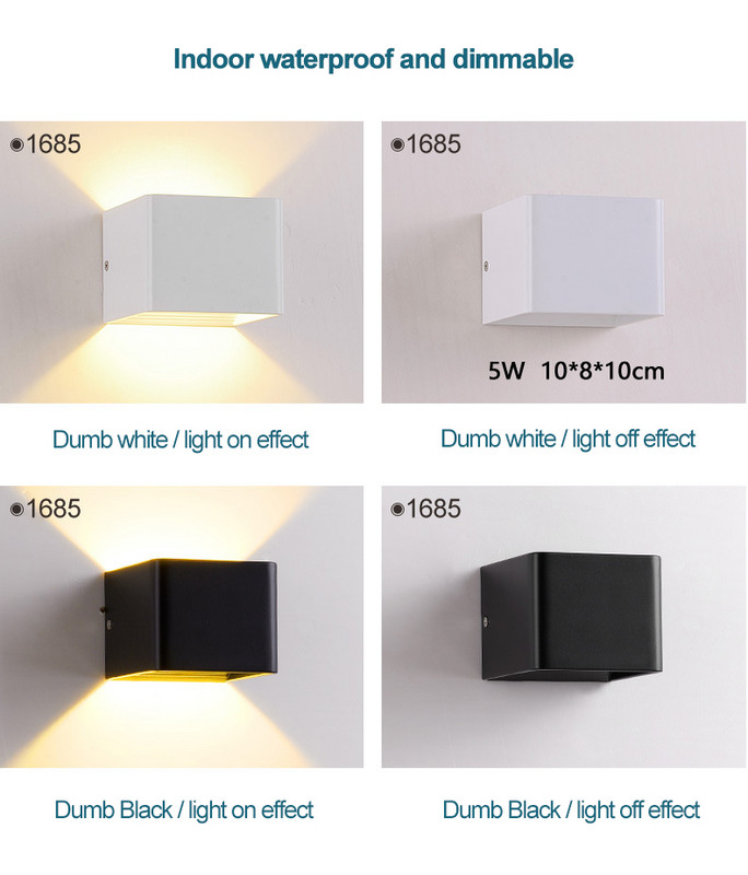 HIENA apvali kvadratinė lemputė Modernūs sieniniai šviestuvai sodo verandoje Ip65 vandeniui atsparus aukštyn žemyn apšvietimas lauko LED miegamojo lempos sieninis dekoras