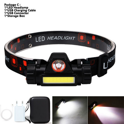 2020 8000LM USB nabíjateľná LED čelovka so vstavanou batériou a indukčným senzorom, 4-režimová LED čelovka na beh a rybolov