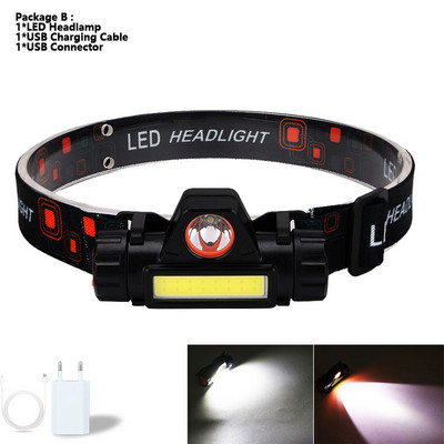 2020 8000LM USB nabíjateľná LED čelovka so vstavanou batériou a indukčným senzorom, 4-režimová LED čelovka na beh a rybolov