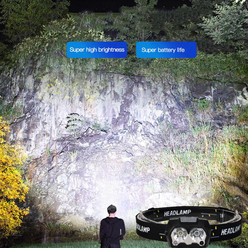 2020 8000LM USB nabíjateľná LED čelovka so vstavanou batériou a indukčným senzorom, 4-režimová LED čelovka na beh a rybolov