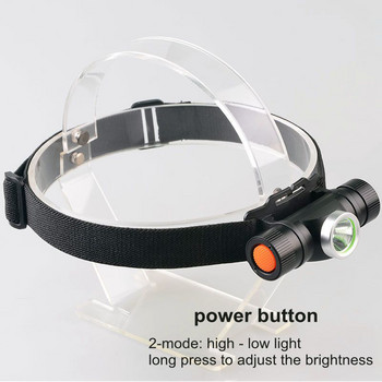 TOPCOM 2-режимен USB акумулаторен челник CREE XM-L2 10W LED фар с висока мощност за нощно виждане за глава за лов и къмпинг