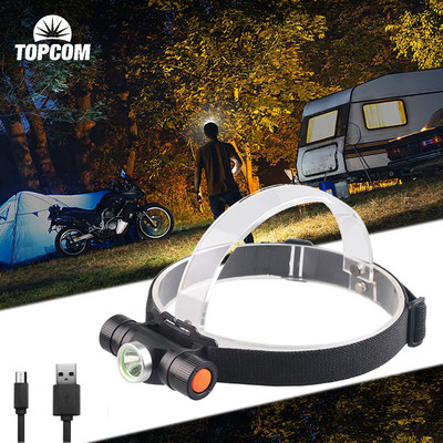 TOPCOM 2-režimová USB nabíjateľná čelovka CREE XM-L2 10W LED čelovka s vysokým výkonom, nočným videním, na poľovačku a kempovanie