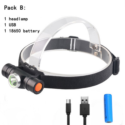 Lanterna frontală reîncărcabilă prin USB TOPCOM în 2 moduri CREE XM-L2 far cu LED-uri de 10W de mare putere, cu vedere nocturnă, lanternă pentru vânătoare, camping