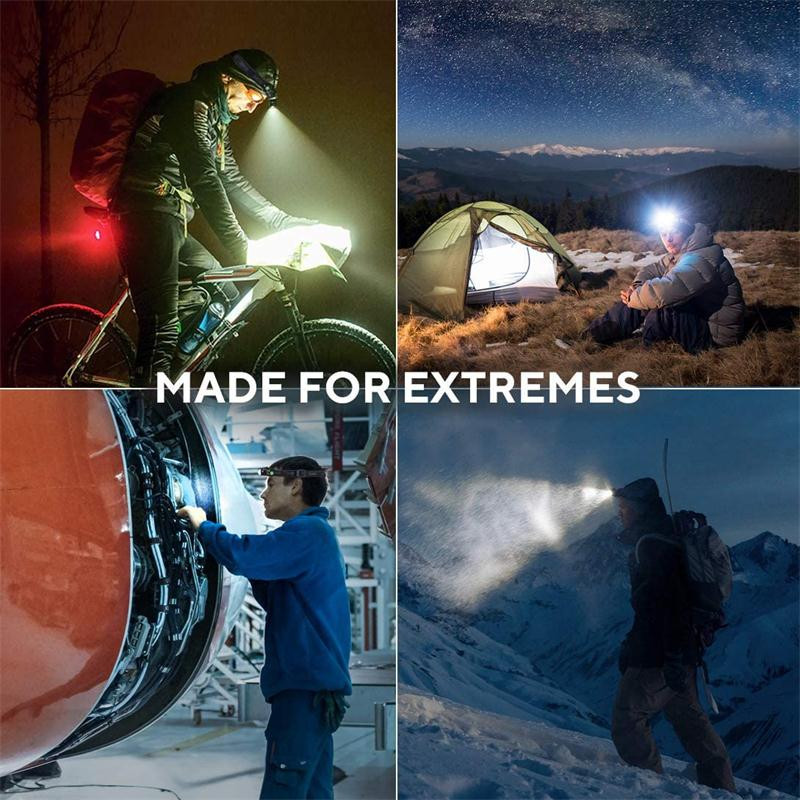 Lanterna frontală reîncărcabilă prin USB TOPCOM în 2 moduri CREE XM-L2 far cu LED-uri de 10W de mare putere, cu vedere nocturnă, lanternă pentru vânătoare, camping