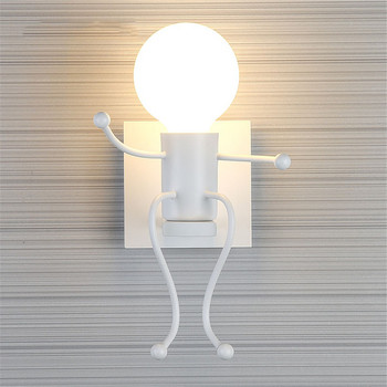Humanoid Творческа стенна лампа Метална нощна стенна лампа Модерен декор Стенни аплици Осветление Анимационни кукли Стенни лампи LED стенна лампа