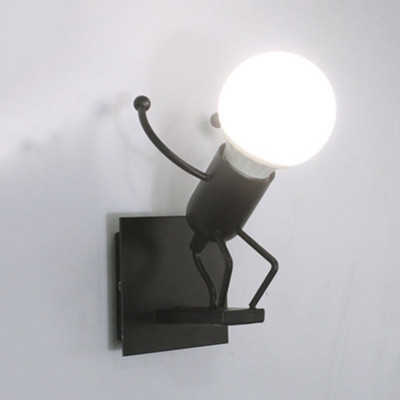 Humanoid kreatív fali lámpa Fém éjjeli fali lámpa Modern dekoráció falikarok Világítás Rajzfilm baba fali lámpák LED fali lámpa