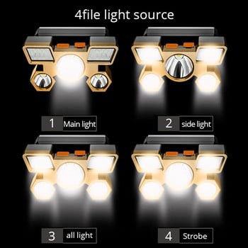 Преносим 5 LED челник с вградена батерия 14500 фенерче USB акумулаторна фенерче фенерче фенерче за къмпинг на открито фарове за риболов