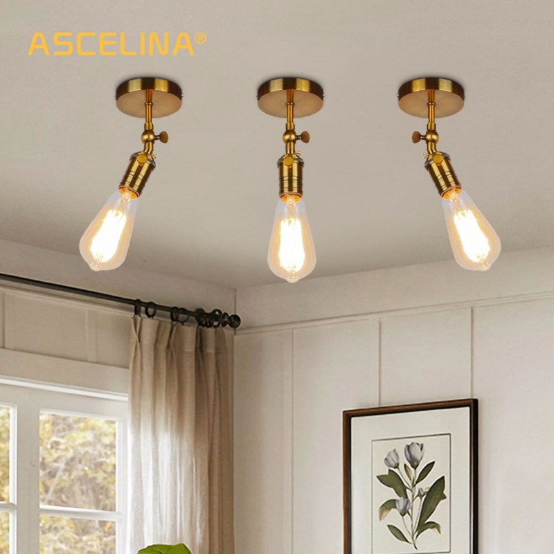 Arany falikar Ipari fali lámpa Vintage fali tetőtéri lámpa E27 izzóhoz Iron Retro Home deco világítótestek luminaria