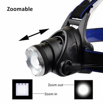 D2 8000LM Led USB Headlamp 18650 Rechargeable Torch Zoom Head Lights Αδιάβροχα φώτα μετώπου Κυνήγι Mining Lighting Fishing