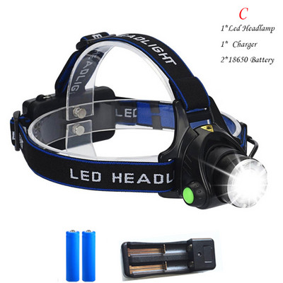 D2 8000LM LED USB-s fejlámpa 18650 újratölthető zseblámpa zoom fejlámpák vízálló homlokfényszórók vadászat bányászati horgászlámpák