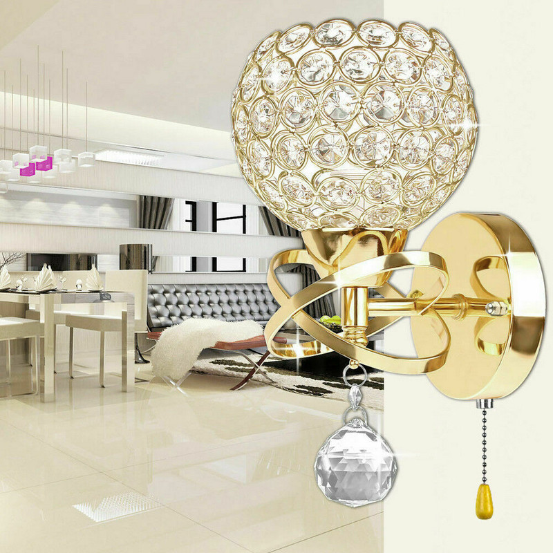 Lampă Iluminat de interior Lampă de perete Lumini de cristal Decorație Aplice de perete de noptieră Aur/Sliver pentru iluminarea casei moderne