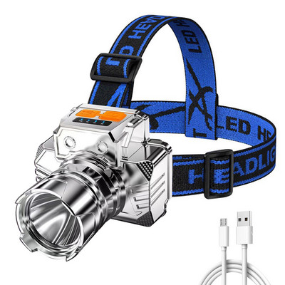 Lampă frontală reîncărcabilă prin USB Far cu LED-uri portabilă Lanternă cu baterie încorporată Lumină portabilă de lucru de urgență Pescuit Lampă frontală pentru camping