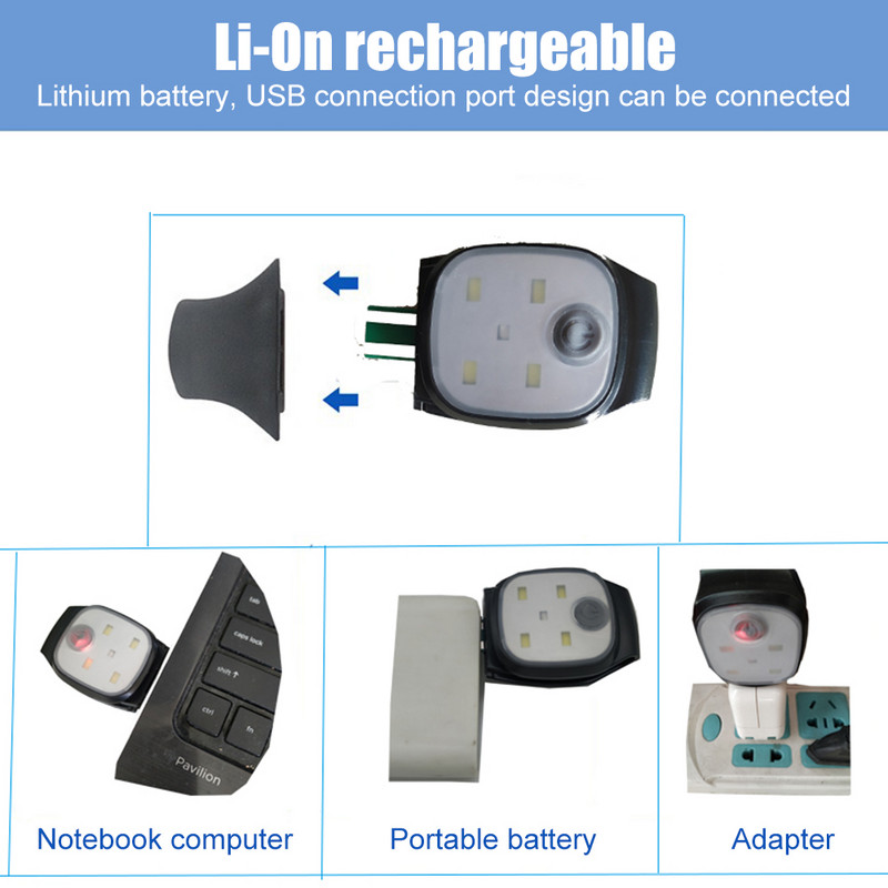 Lumini cu clemă cu LED-uri 4 moduri de iluminare Clip pentru lanternă cu LED-uri Lampă de avertizare de siguranță reîncărcabilă prin USB.