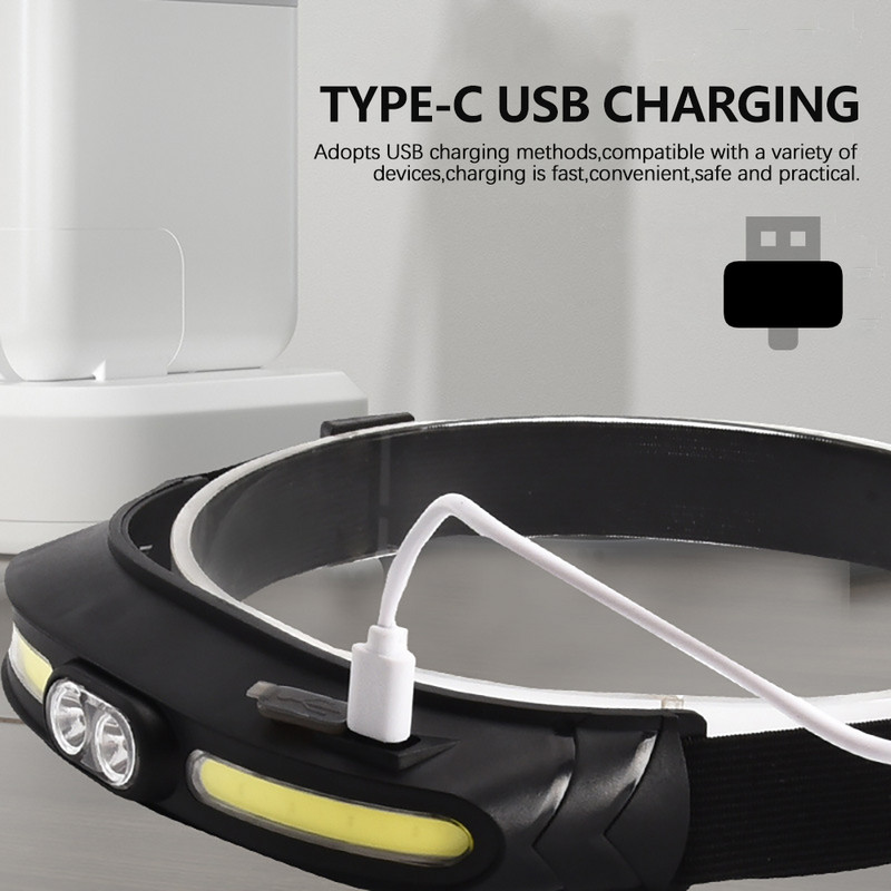 Vízálló LED fejlámpa COB fényszóró Erőteljes fejes zseblámpa USB újratölthető kemping horgászlámpás világítás széles választéka