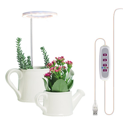 Lumină LED pentru creșterea plantelor, pentru interior, cu spectru complet, reglabilă USB, lumină pentru plante cu temporizator, seră, suculente, legume, flori