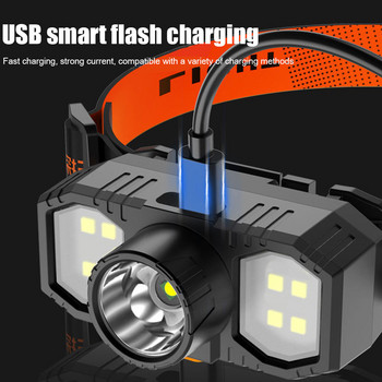 XPE COB LED челник USB акумулаторна челна лампа Преносим фар Челно фенерче Водоустойчив нощен риболов Туризъм Външно осветление