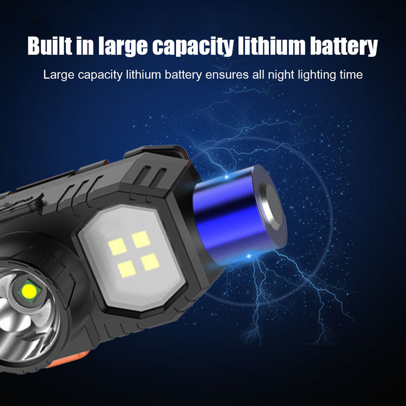 XPE COB LED priekinis žibintas USB įkraunamas priekinis žibintas nešiojamasis priekinio žibinto žibintuvėlis vandeniui atsparus naktinės žvejybos žygiai lauko apšvietimas