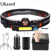 Senzor XP-G Q5 far far far far impermeabil 2500lm Cob Led Usb reîncărcabil Baterie 18650 încorporată Lumină de lucru 10w