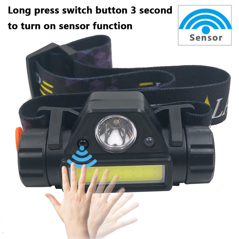 Senzor XP-G Q5 far far far far impermeabil 2500lm Cob Led Usb reîncărcabil Baterie 18650 încorporată Lumină de lucru 10w