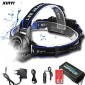 8000LM LED čelovka na rybárčenie T6/L2 3 režimy zoomovania vodeodolná super jasná kempingová lampa napájaná 2x18650 batériami