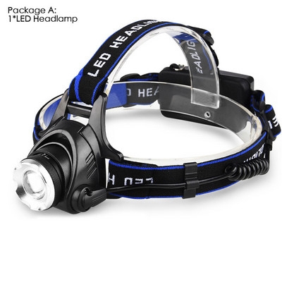 8000LM LED čelovka na rybárčenie T6/L2 3 režimy zoomovania vodeodolná super jasná kempingová lampa napájaná 2x18650 batériami