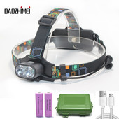 8000 lúmenov XM-T6 LED osvetlenie 2*T6 USB poľovnícka čelovka rybárska čelovka svetlomet svetlomet na bicykel 3 režimy LED svetlomet