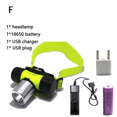 18650 faruri de scufundare cu LED impermeabile pentru cap de scufundare XML T6 faruri pentru scufundări faruri pentru cap de înot Camping faruri în aer liber