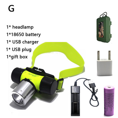 18650 faruri de scufundare cu LED impermeabile pentru cap de scufundare XML T6 faruri pentru scufundări faruri pentru cap de înot Camping faruri în aer liber