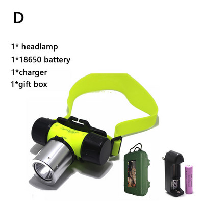 18650 faruri de scufundare cu LED impermeabile pentru cap de scufundare XML T6 faruri pentru scufundări faruri pentru cap de înot Camping faruri în aer liber