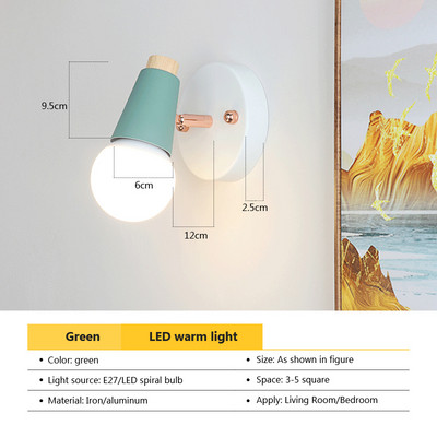 Skandináv kreatív LED üveg fali lámpa lépcsőház folyosó hálószoba éjjeli nappali nappali szálloda világos bár fa világítás