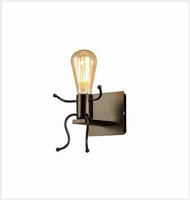 Radoša Retro iekštelpu sienas lampa, karikatūra metāla sienas lampas Robot Black E27 bāram, guļamistabai, virtuvei, restorānam, kafejnīcai, gaitenī