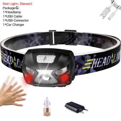 USB-vel újratölthető 10000Lm nagy teljesítményű fejlámpa újratölthető LED-es fényszóró mozgásérzékelő fej zseblámpa kemping zseblámpa lámpa