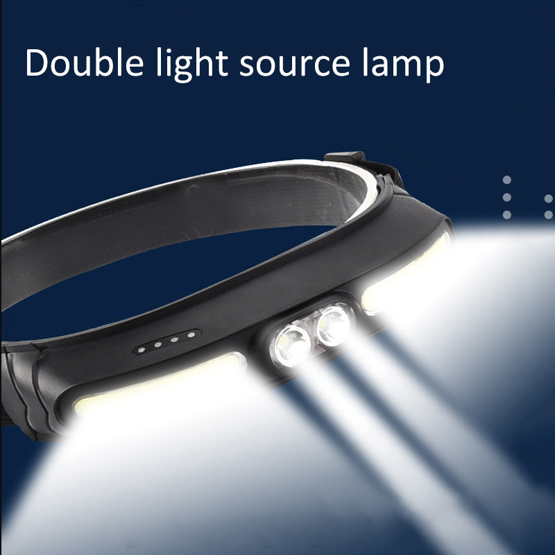 Lampă frontală COB Far de pescuit 5 moduri de iluminare Lanternă reîncărcabilă prin USB Lampă frontală pentru camping în aer liber Lampă portabilă de lucru