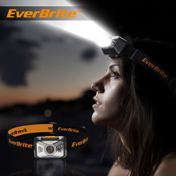 EverBrite LED Headlamp 4 Λειτουργίες φωτισμού Προβολέας IPX4 Αδιάβροχο Ιδανικό για τρέξιμο Camping Πεζοπορία Επαναφορτιζόμενη USB