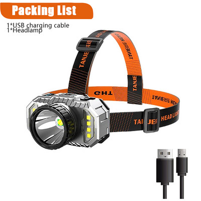 T20 Super výkonná vstavaná batériová čelovka, USB nabíjateľná LED multifunkčná vodotesná baterka na kempovanie