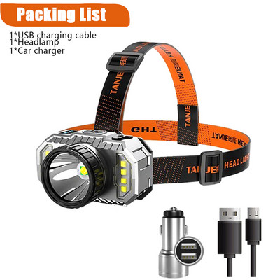 T20 Super výkonná vstavaná batériová čelovka, USB nabíjateľná LED multifunkčná vodotesná baterka na kempovanie