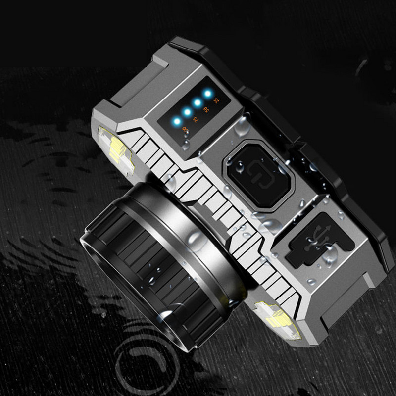 T20 Super výkonná vstavaná batériová čelovka, USB nabíjateľná LED multifunkčná vodotesná baterka na kempovanie