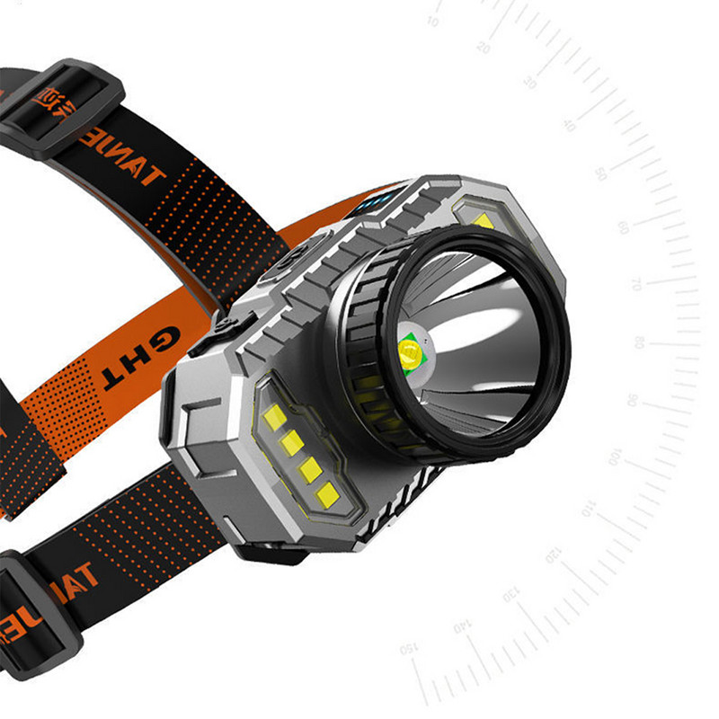 T20 Super výkonná vstavaná batériová čelovka, USB nabíjateľná LED multifunkčná vodotesná baterka na kempovanie