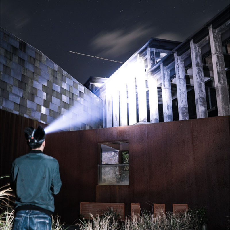 T20 Super výkonná vstavaná batériová čelovka, USB nabíjateľná LED multifunkčná vodotesná baterka na kempovanie