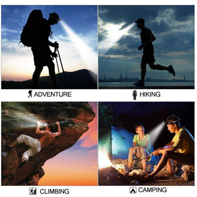 5 vnt LED stiprios šviesos priekinis žibintas su įmontuotomis baterijomis USB įkraunamas priekinis žibintas naktinės žvejybos priekinis žibintas lauko stovyklavimo žibintas