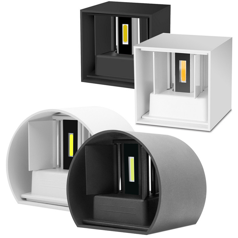 12W LED sienas lampa IP65 ūdensnecaurlaidīga iekštelpu āra alumīnija sienas gaisma, kas uzstādīta uz virsmas kubā LED dārza verandas gaisma AC 220V 110V
