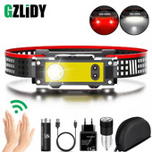 Lanternă puternică LED cu senzor de mișcare Lanternă de pescuit Lanternă reîncărcabilă prin USB 18650 XPE+COB Lanternă rezistentă la apă