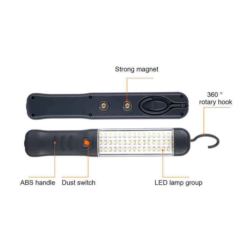 45 LED darbinė lemputė Galingas stovyklavimo žibinto prožektorius USB įkraunamas žibintuvėlis su kabliu vandeniui atspariais remonto žibintais