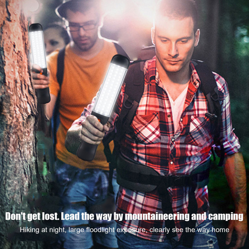 45 LED darbinė lemputė Galingas stovyklavimo žibinto prožektorius USB įkraunamas žibintuvėlis su kabliu vandeniui atspariais remonto žibintais