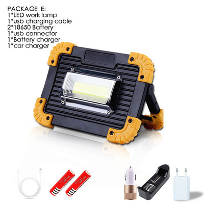 30000lm 100W USB įkraunamas LED darbinis žibintas LED nešiojamas prožektorius, skirtas lauko stovyklavimo lempai LED žibintuvėlis USE2* 18650 baterija