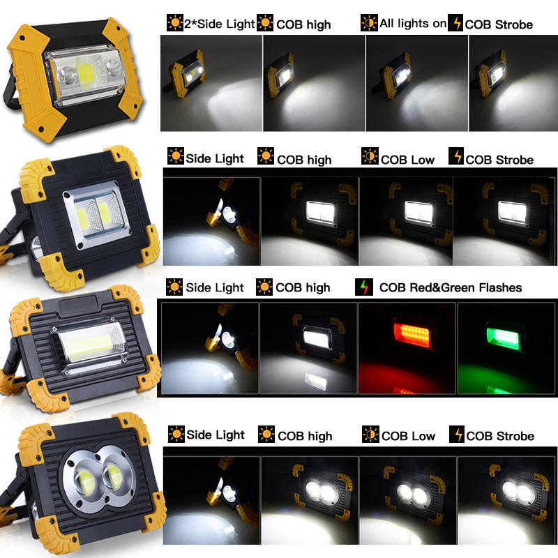 30000lm 100W USB įkraunamas LED darbinis žibintas LED nešiojamas prožektorius, skirtas lauko stovyklavimo lempai LED žibintuvėlis USE2* 18650 baterija