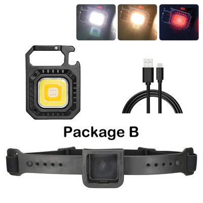 Többfunkciós fejlámpa eltávolítható mini zseblámpa, újratölthető, beépített akkumulátoros vízálló fényszóró éjszakai kempingezéshez