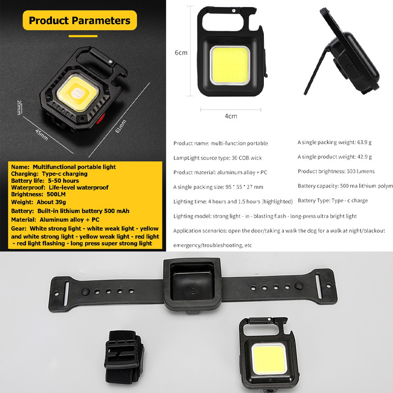 Többfunkciós fejlámpa eltávolítható mini zseblámpa, újratölthető, beépített akkumulátoros vízálló fényszóró éjszakai kempingezéshez